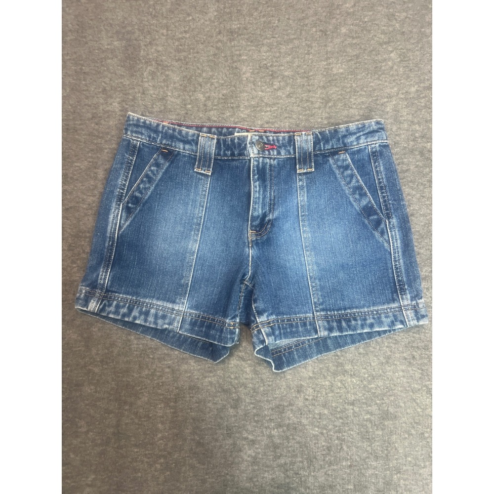 Tommy Hilfiger Womens Denim Shorts Size 4 Medium Wash Cotton Utility Pockets